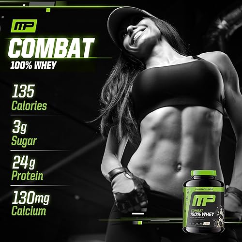 Miniatura 5 de MusclePharm Combat 100% proteína de suero en polvo, sabor a galletas y crema, recuperación rápida y ganancia muscular con aislado de proteína de