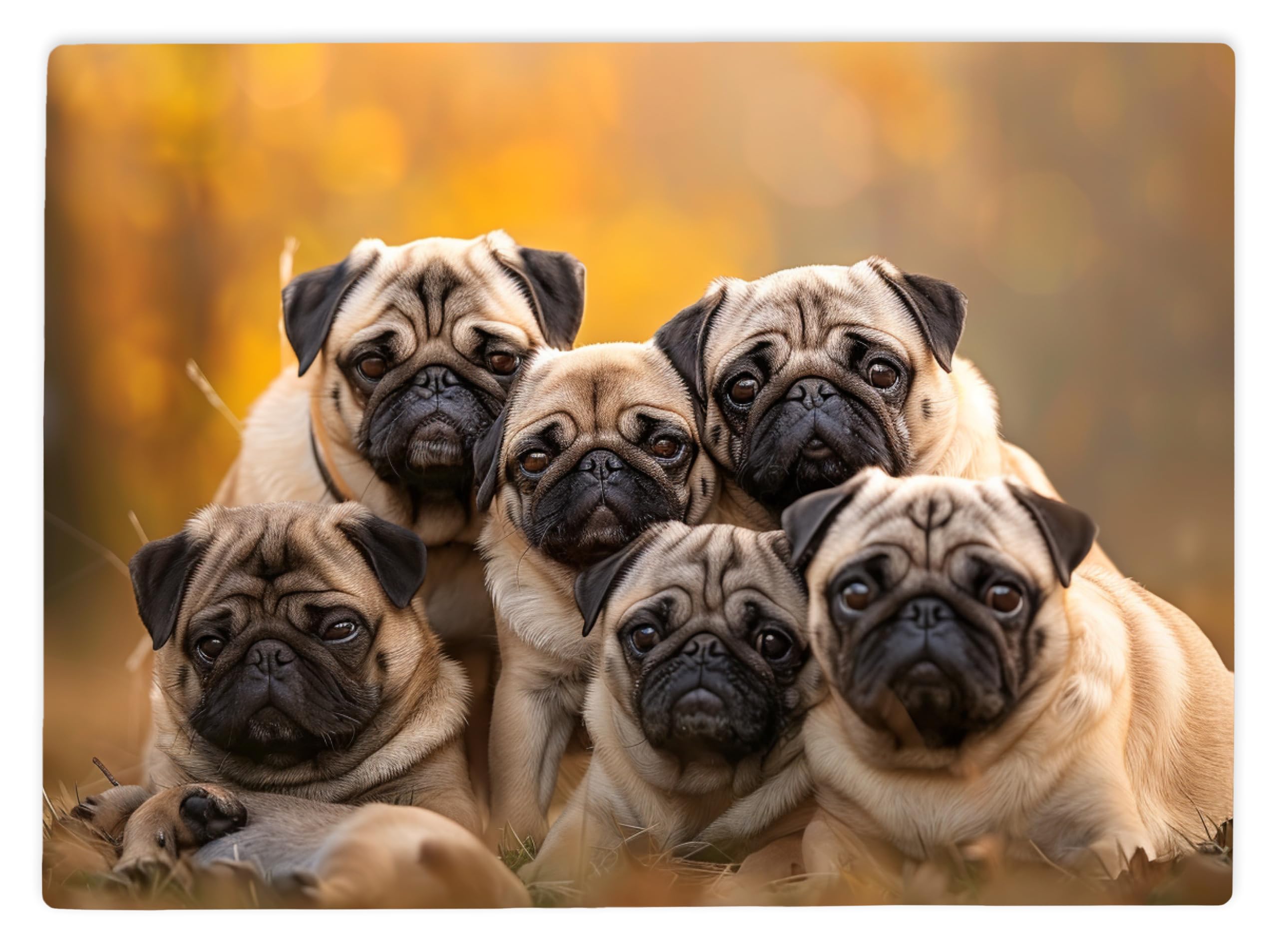 Shopagift Pugs Dogs in Field Pets Glass Chopping Board Large Kitchen Worktop Saver 39cm x 28cm