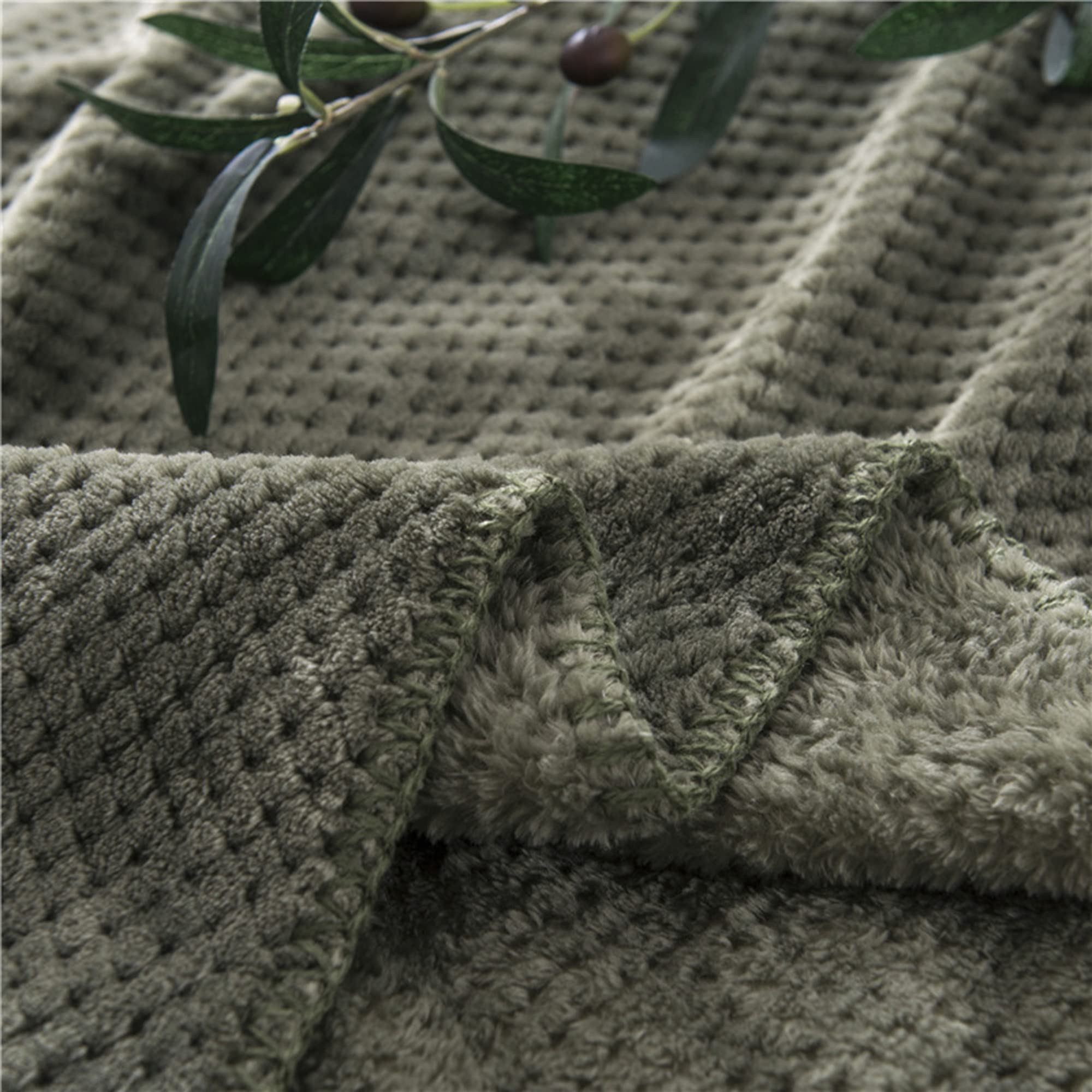 Couverture Gaufrée En Pur Coton – Douce & Légère Pour Sieste, Bébé Ou Canapé (vert Clair, 110x70 Cm) - 4