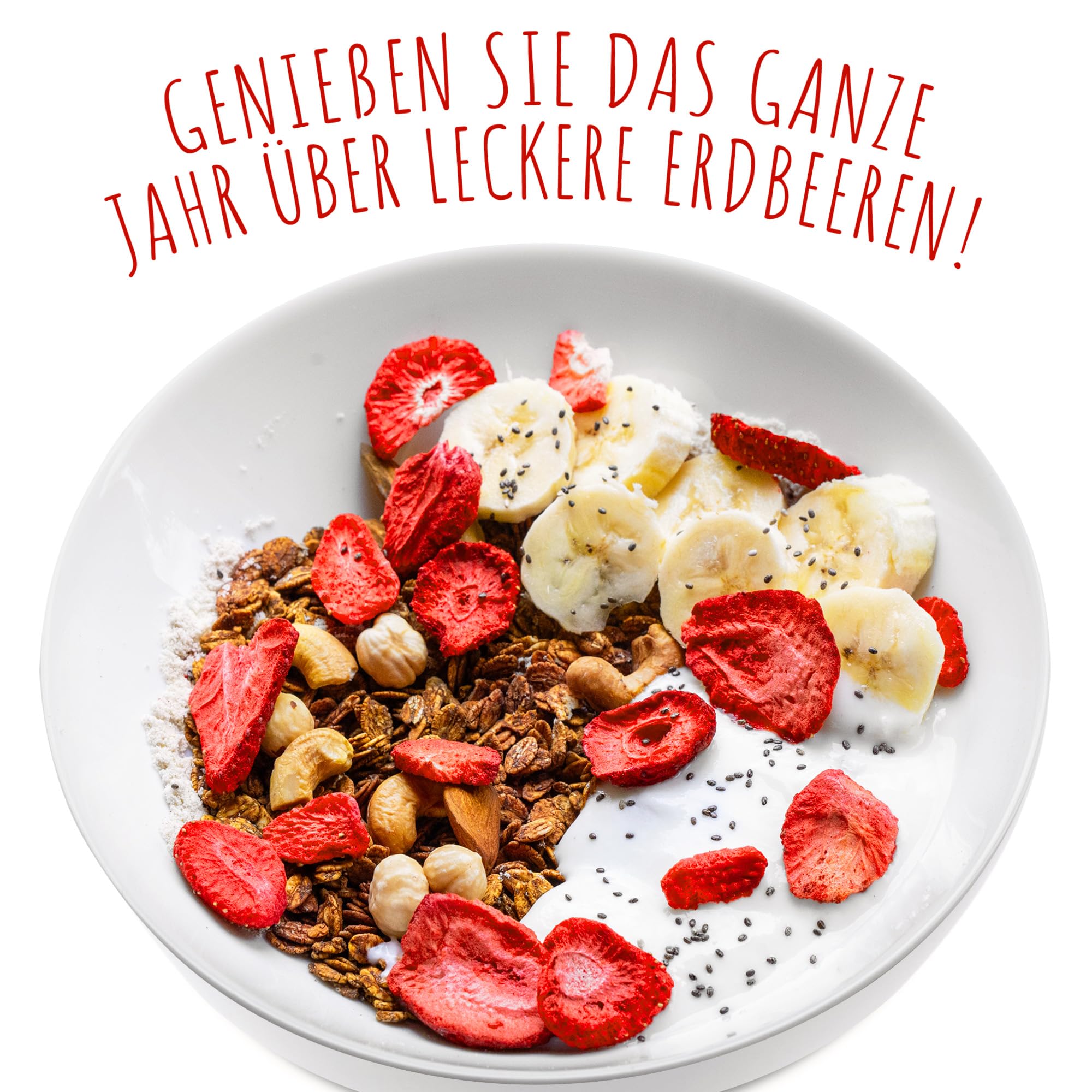 Gefriergetrocknete Erdbeeren 400g – 100% Frucht, ohne Zuckerzusatz – knusprige Erdbeerchips in SCHEIBEN – ideal für Müsli, Smoothie & Backen. Meerbach & Rose – Premium Qualität aus Deutschland.