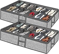 Vista 14 de Organizador de almacenamiento de zapatos debajo de la cama para armario, paquete de 2, se adapta a 32 pares de cajas de contenedores de zapatos