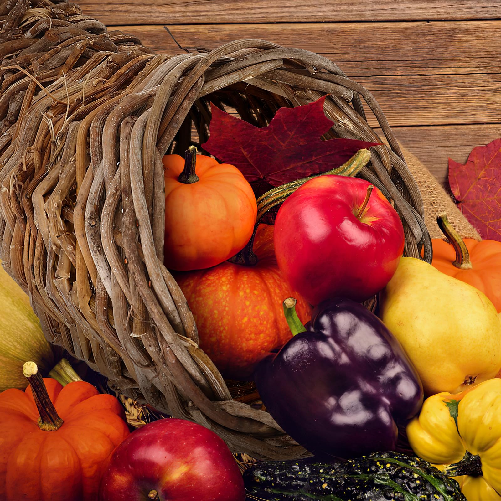 thumbnail: Amosfun Hoorn Des Overvloeds Mand - Rieten Serveerschaal Voor Thanksgiving Of Kerst