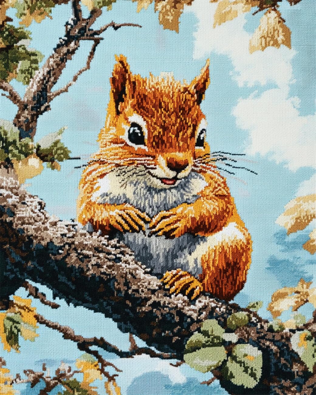 AxiangziK DIY Cross Stitch Kit Squirrels in the Tree 11CT 40x50cm