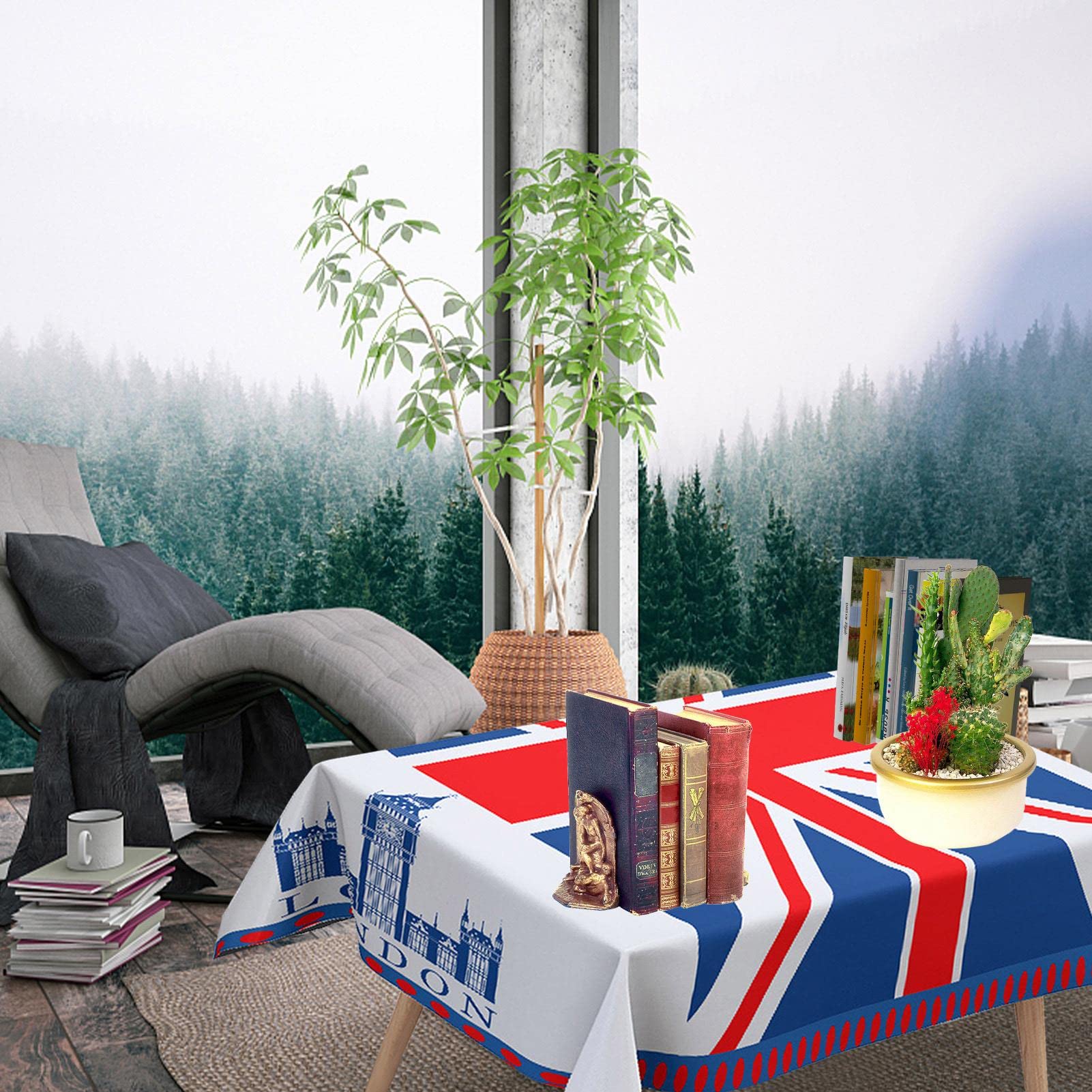 Tovaglia Union Jack Per Feste - 2 Pezzi 220x130cm Impermeabile Con Striscione - Foto 2