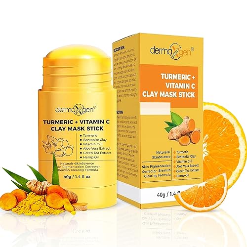 DERMAXGEN Máscara de cúrcuma, máscara facial orgánica de arcilla desintoxicante de vitamina C, máscara para reducir el acné y las cicatrices,