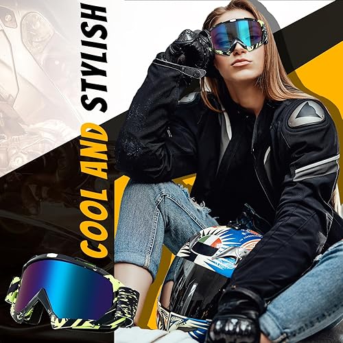 Miniatura 4 de Tallew 4 pares de gafas de motocross, gafas de motocross, gafas de carreras de ATV, para hombres y mujeres, deportes de potencia y esquí