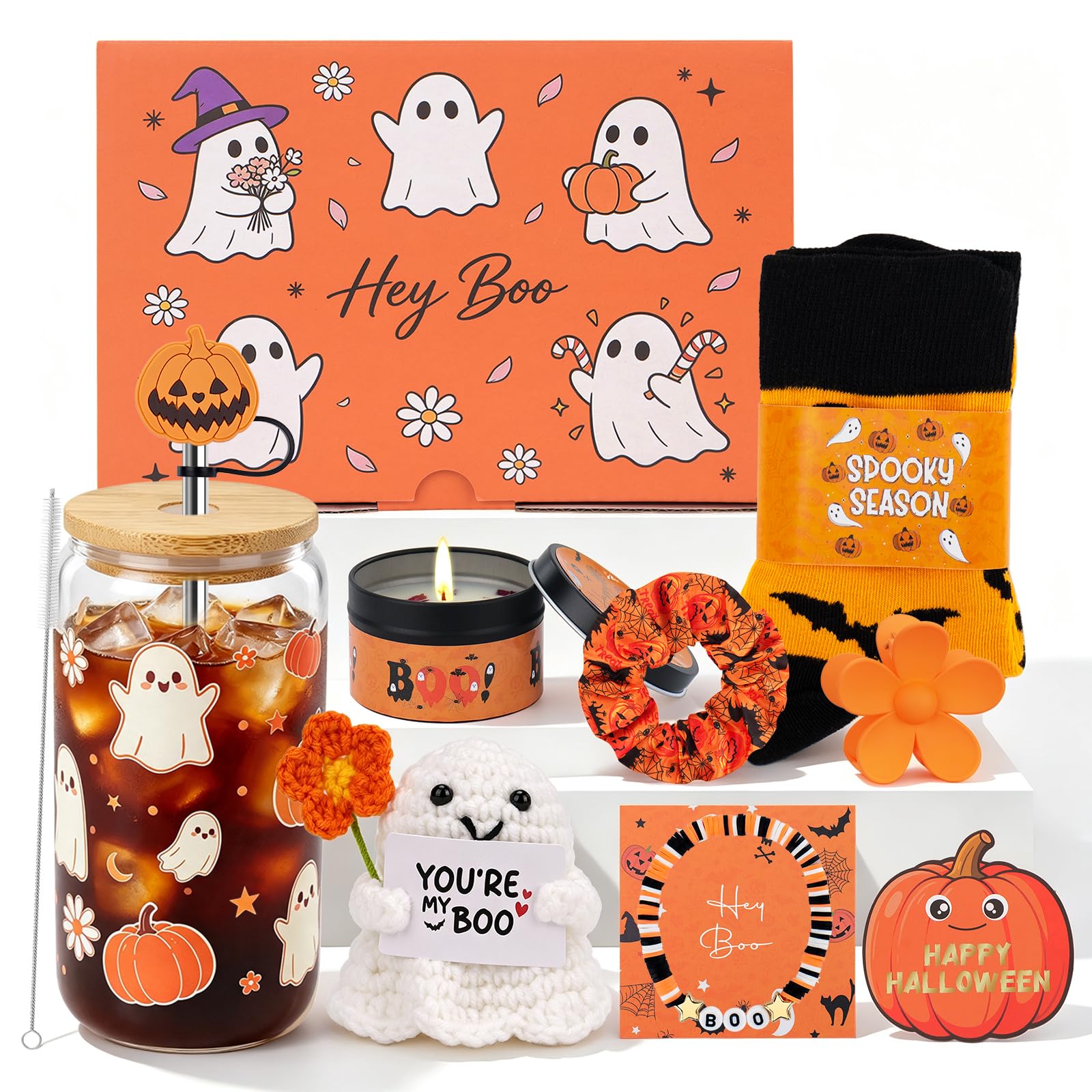 Regalos naranjas de Halloween para mujeres, lindos rellenos de canastas