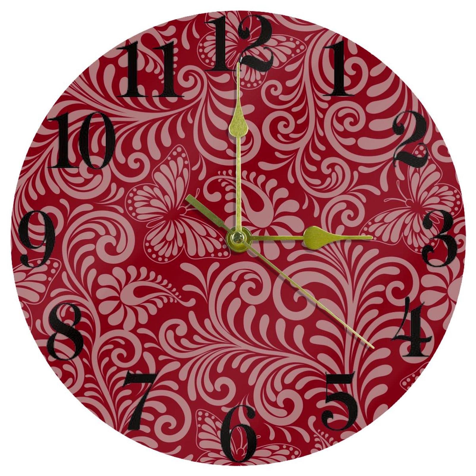 Horloge de cuisine fleurie rouge pour une ambiance douce et calme
