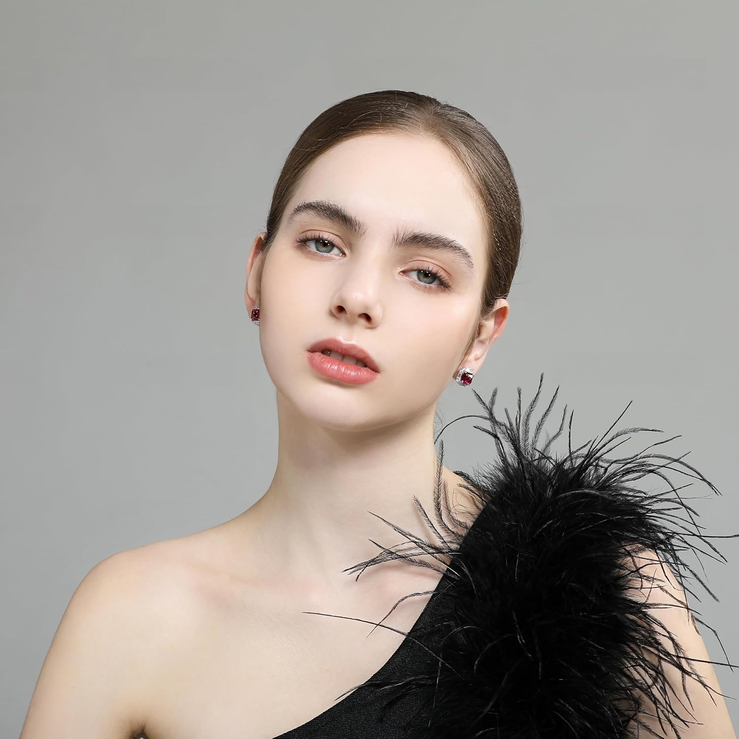 Lab Created Ruby/Sapphire/Emerald Stud Earrings - Hypoallergenic 18k White Gold Plated Halo Earrings, Sterling Silver Square Jewelry - Image 8