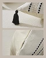 Vista 7 de Juego de 2 almohadas bohemias en blanco y negro para cama y sofá, fundas de almohada neutras de 20 x 20 pulgadas, color negro y beige, almohadas