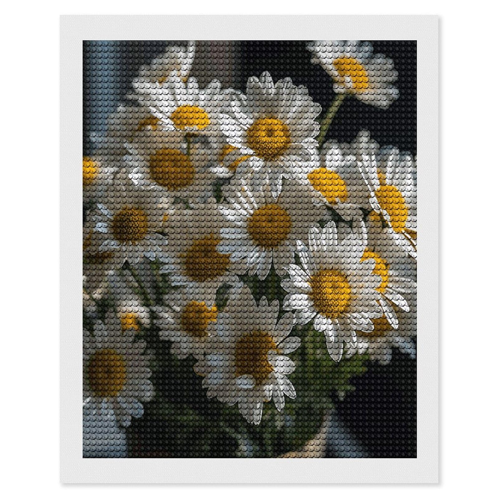 Handful of Daisies Diamond Art Kits for Adult Round Full Drill Diamond Dots Paintings for Beginner Picture Art DIY Diamond Painting Kits 5D Diamond Art Painting for Home Wall Decor 16"x20"
