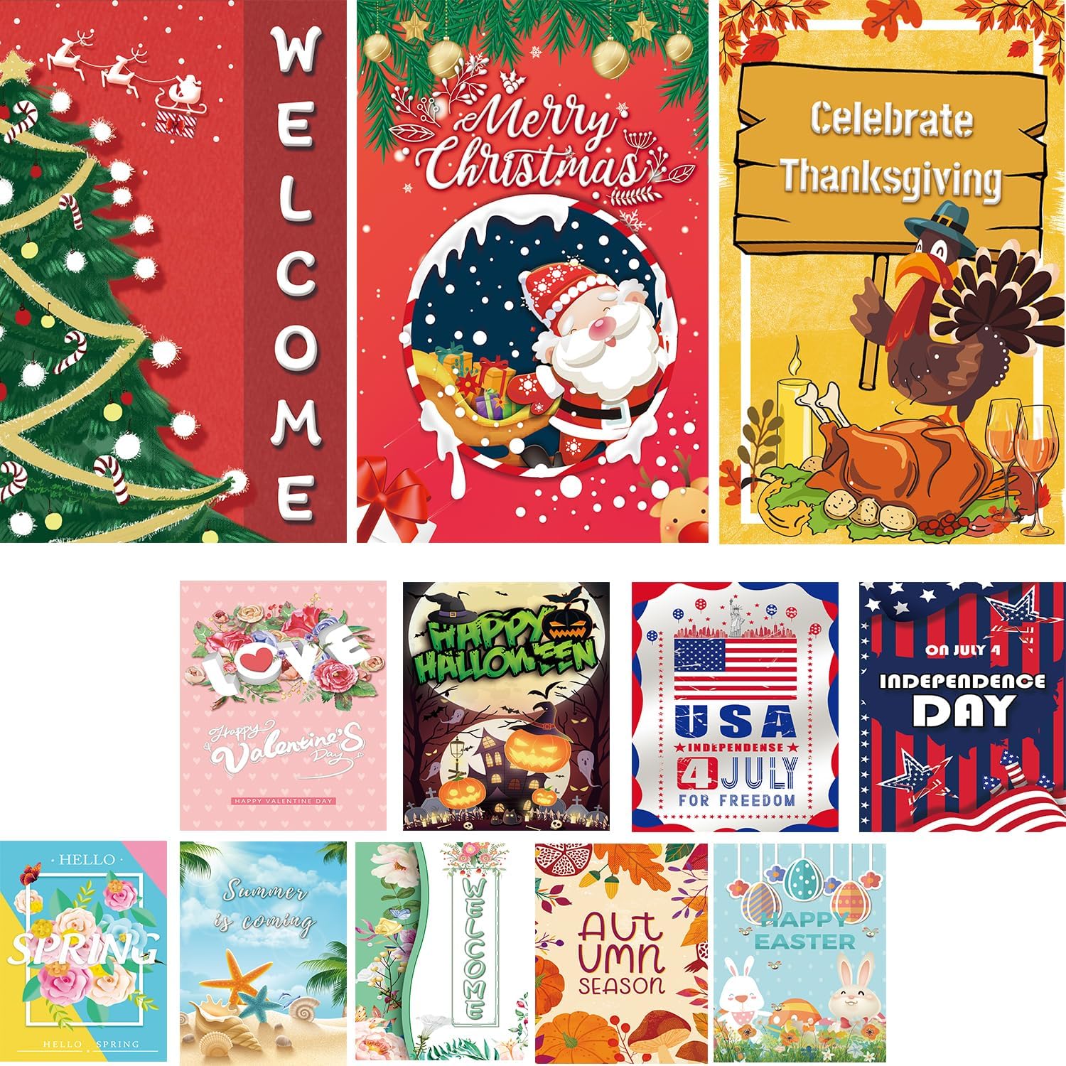 Thanksgiving Flags Seasonal Garden Flags Set of 12 Small