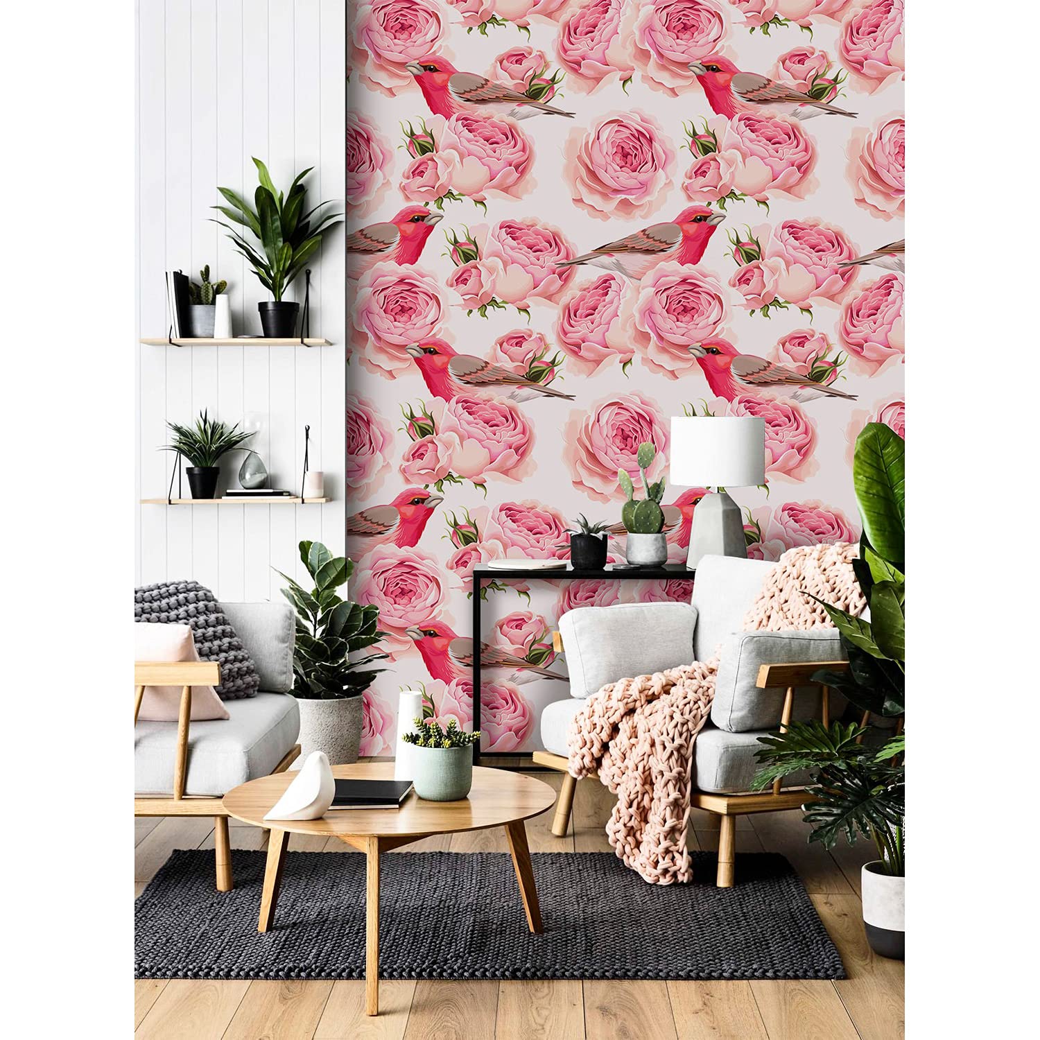 Papier peint auto-adhésif oiseaux floraux 312x219 cm Magic-Stick