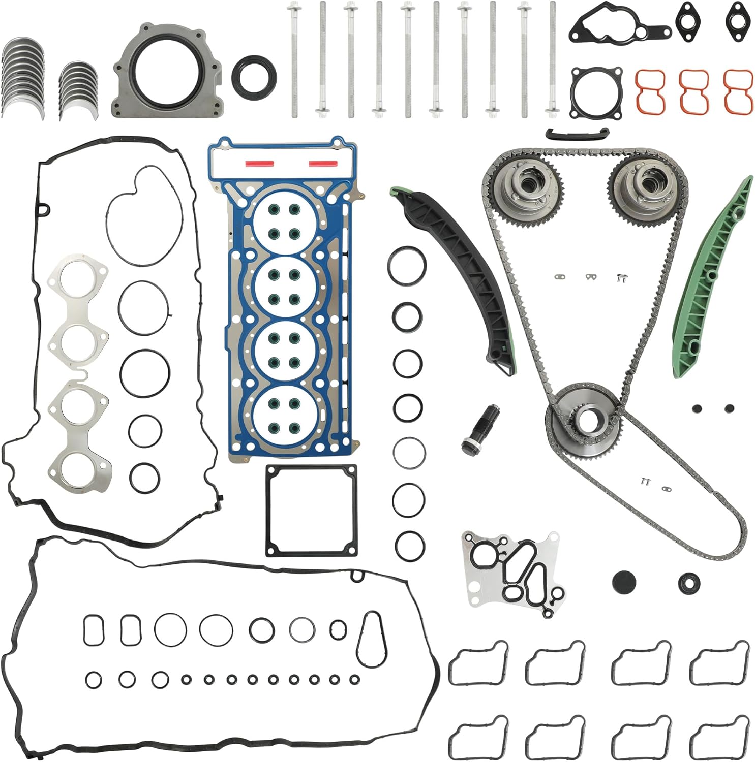 Engine Head Gasket Set w/Timing Chain Kit VVT Sprocket Fit For Mercedes benz C250 SLK250 2012-2014 1.8L 2710161520 2710501400