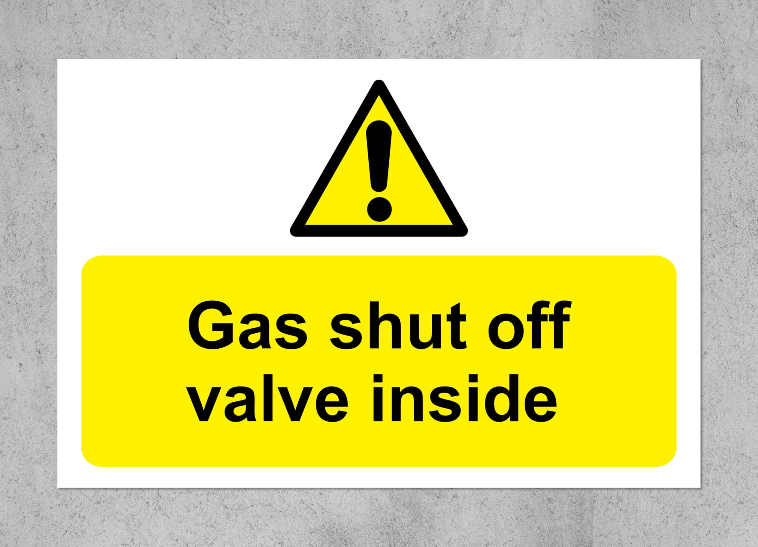 Gas shut off valve inside safety sign - 1mm flexible Plastic sign (400mm x 300mm)