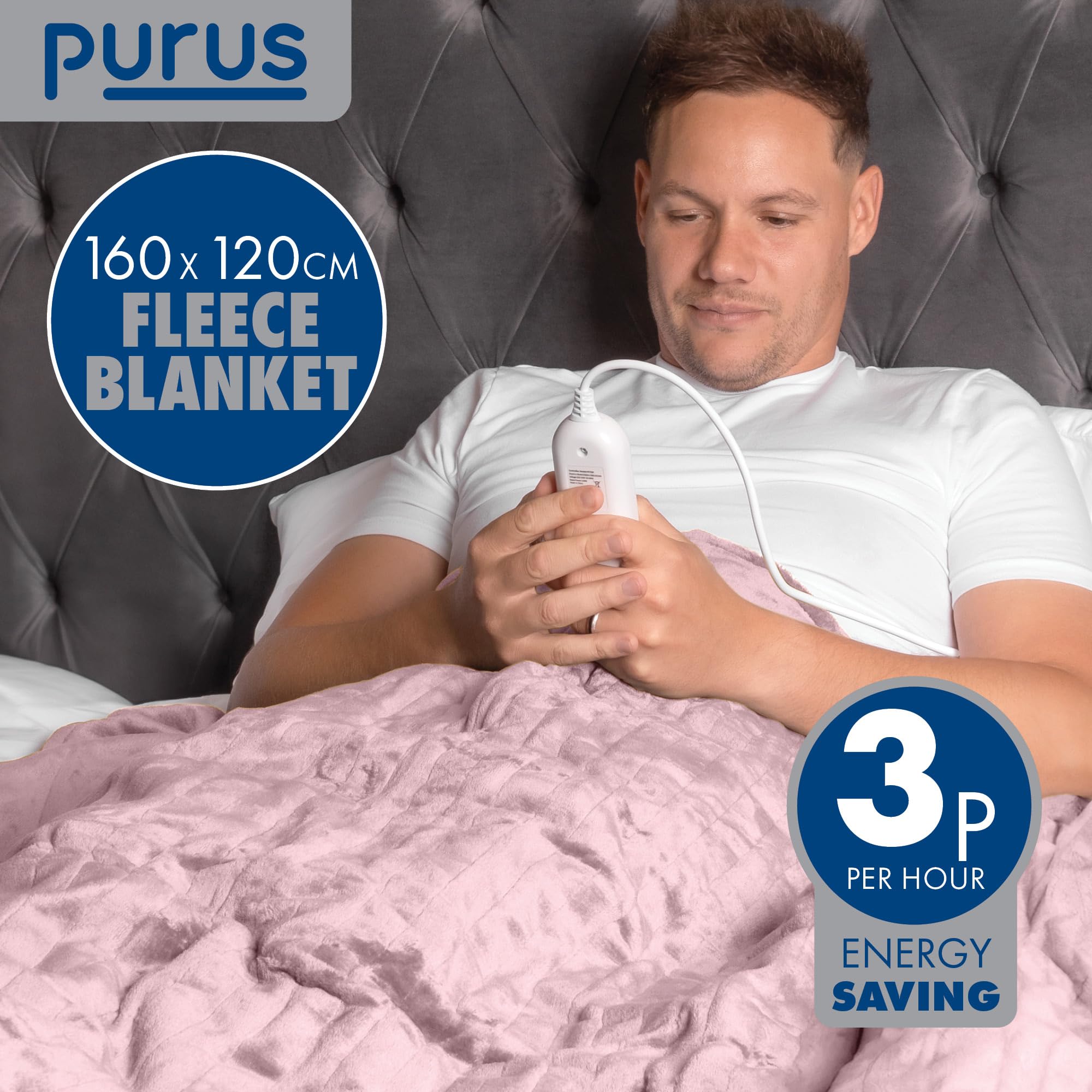 Purus Pink Heated Throw Electric Blanket - Image 3