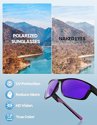 Miniatura 6 de DEAFRAIN Lentes de sol deportivos polarizados para hombres y mujeres, ideales para correr, pescar, conducir, marco irrompible con protección UV