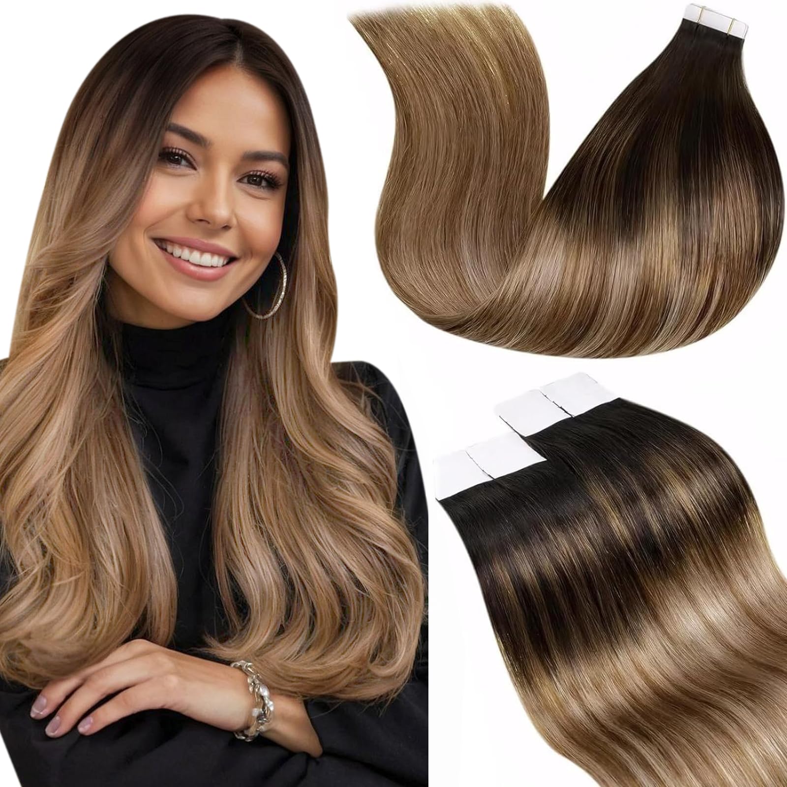 LaaVoo Tape in Extensions Echthaar Remy Haarverlängerung Echthaar Extensions Tapes