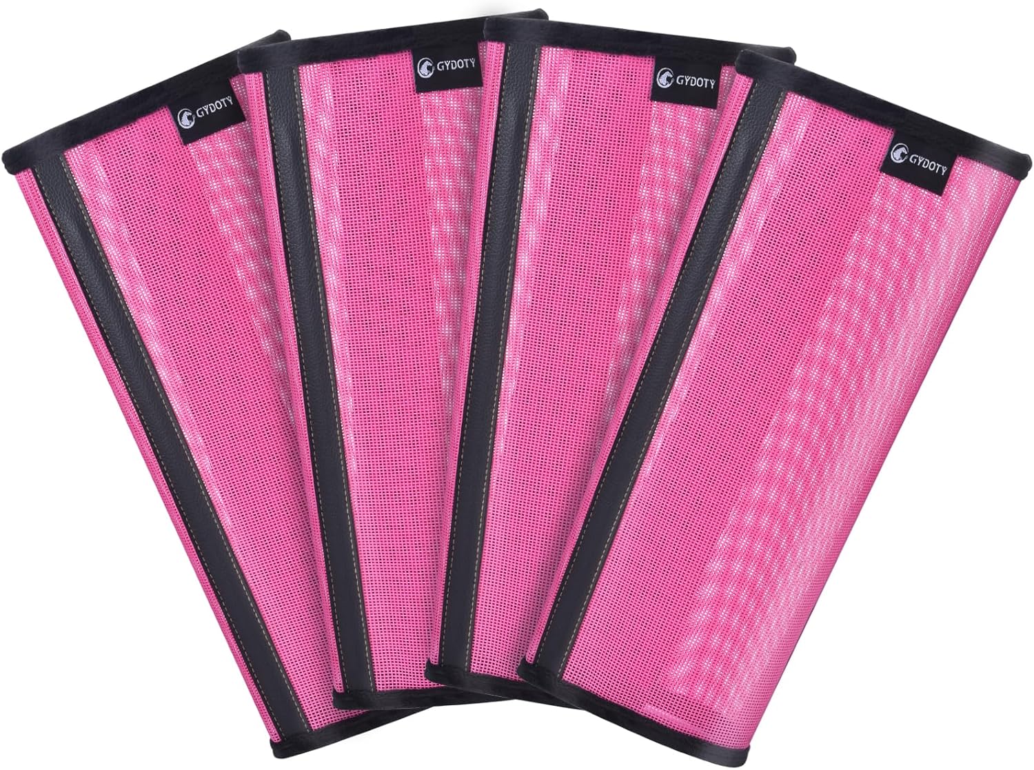 Horse Fly Boots Set of 4 - Upgrade Mesh Horse Leggins with Leather Frame, Leg Fly Protection (Medium, Pink)