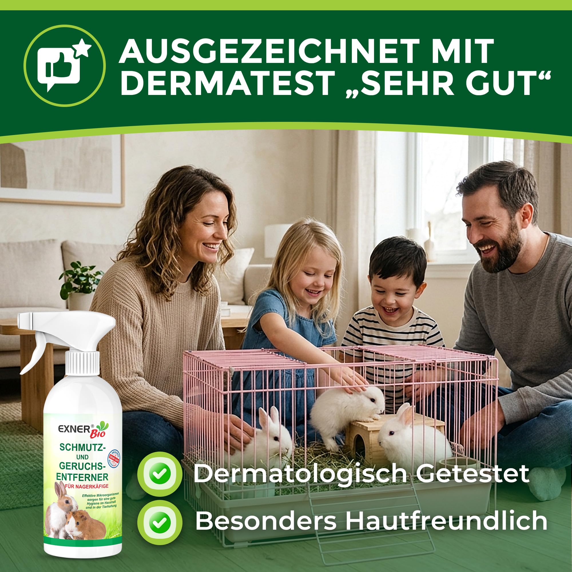 Anti-odeur et saleté pour cages de rongeurs, avec micro-organismes contre les selles, l'urine et les odeurs des animaux domestiques, 100 % naturel et délicat, vaporisateur de 500 ml
