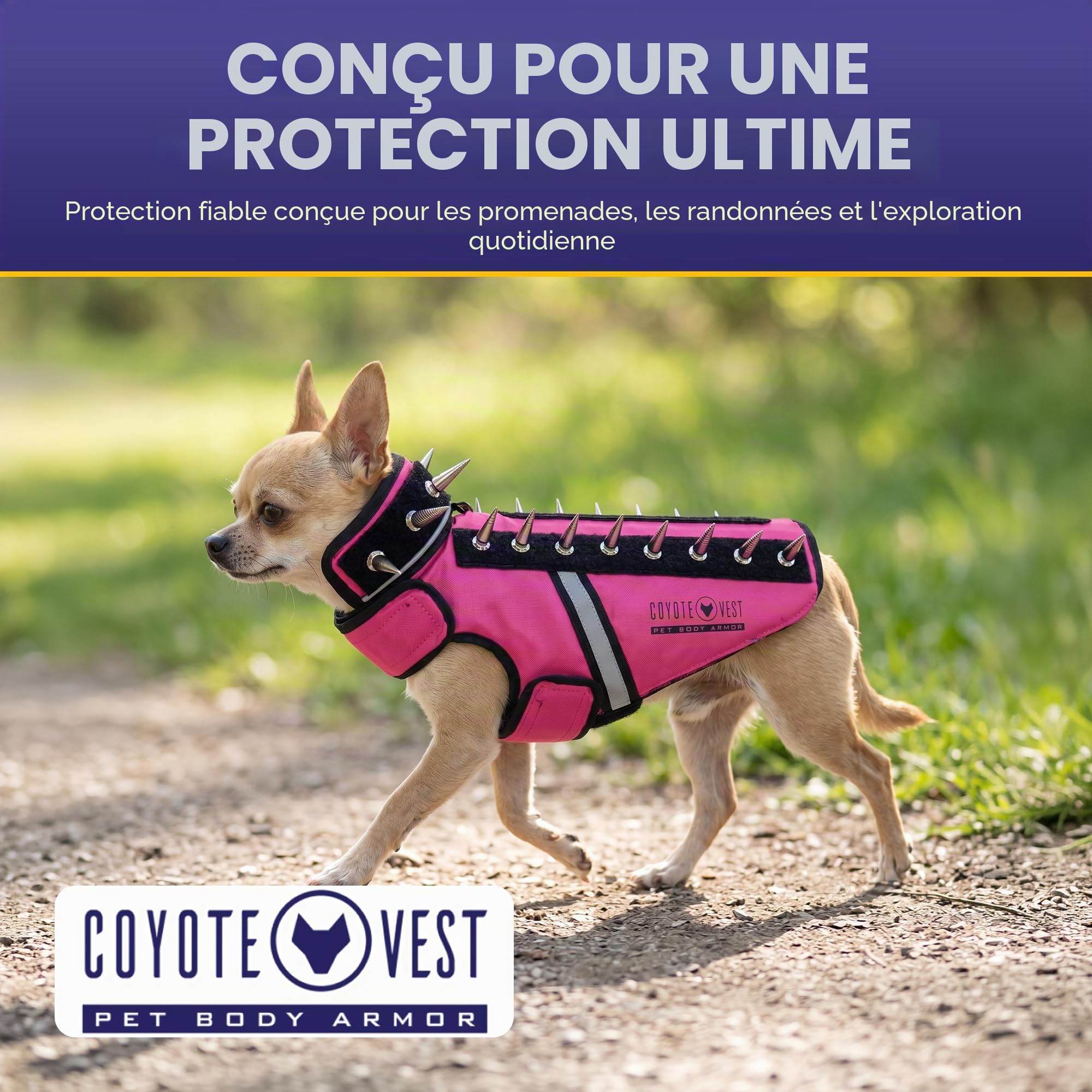 CoyoteVest SpikeVest Harnais pour chien fabriqué aux États-Unis, orange