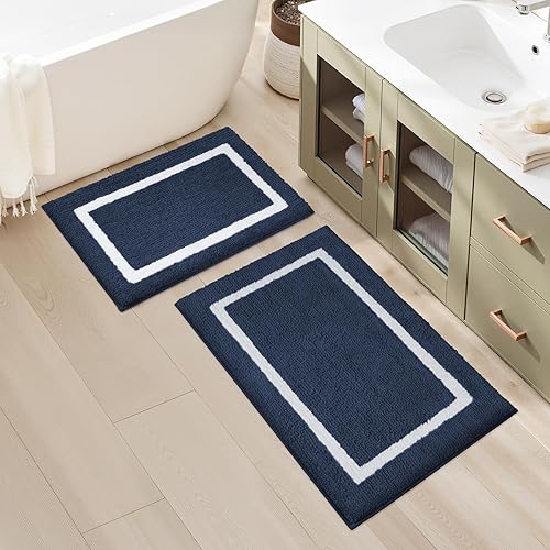 Miniatura 10 de HOMEIDEAS - Juego de alfombras para baño (2 piezas), de microfibra súper suave y absorbente, con borlas, antideslizantes y lavables a máquina (gris