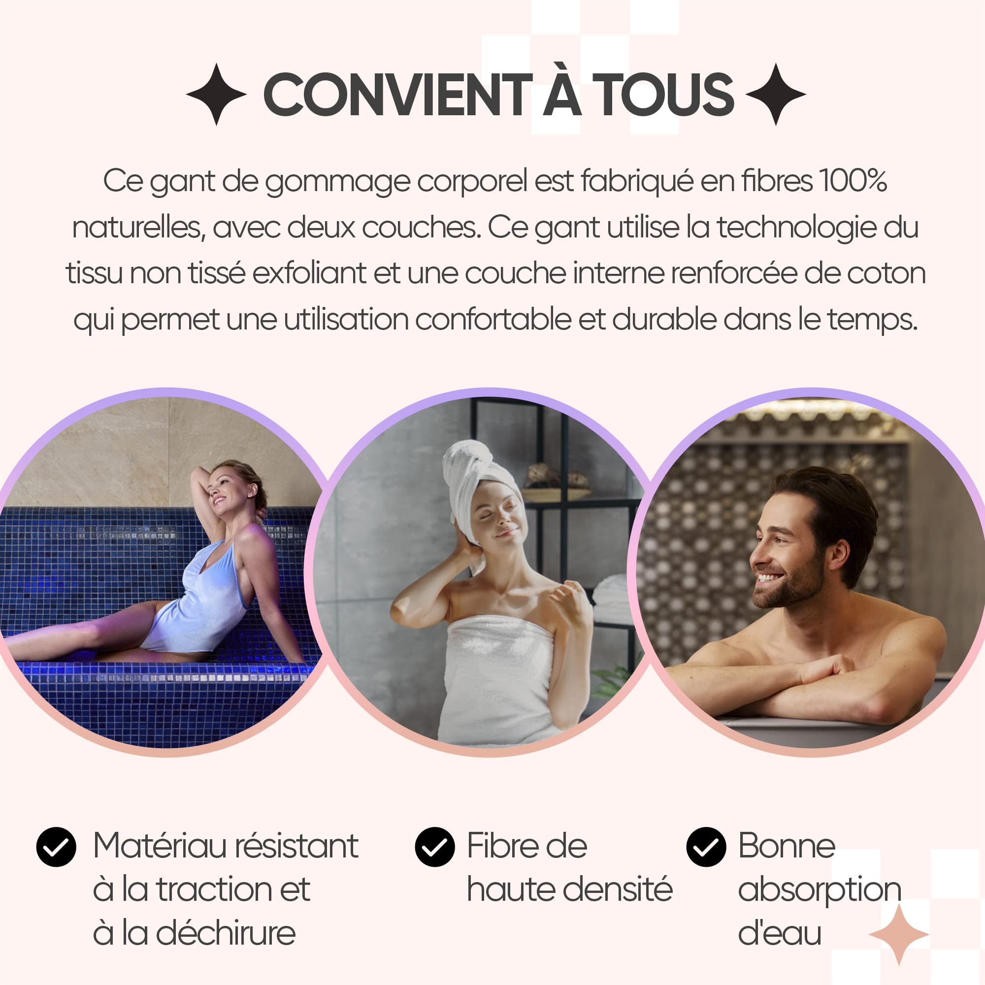 Gant Corps Exfoliant Peau Naturel, Gant Kessa Hammam et Spa pour Hommes et Femmes…