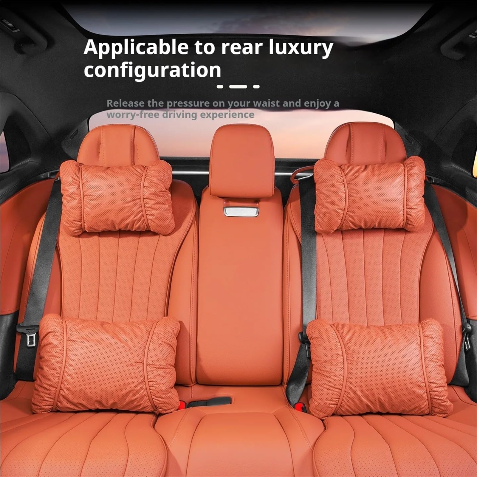 Headrest For Car Seat Reposacabezas coche cuero suave y cojín soporte Lumbar accesorios interiores coche cómodos Anti-Fatigue Lumbar Cushion(Black pillow)