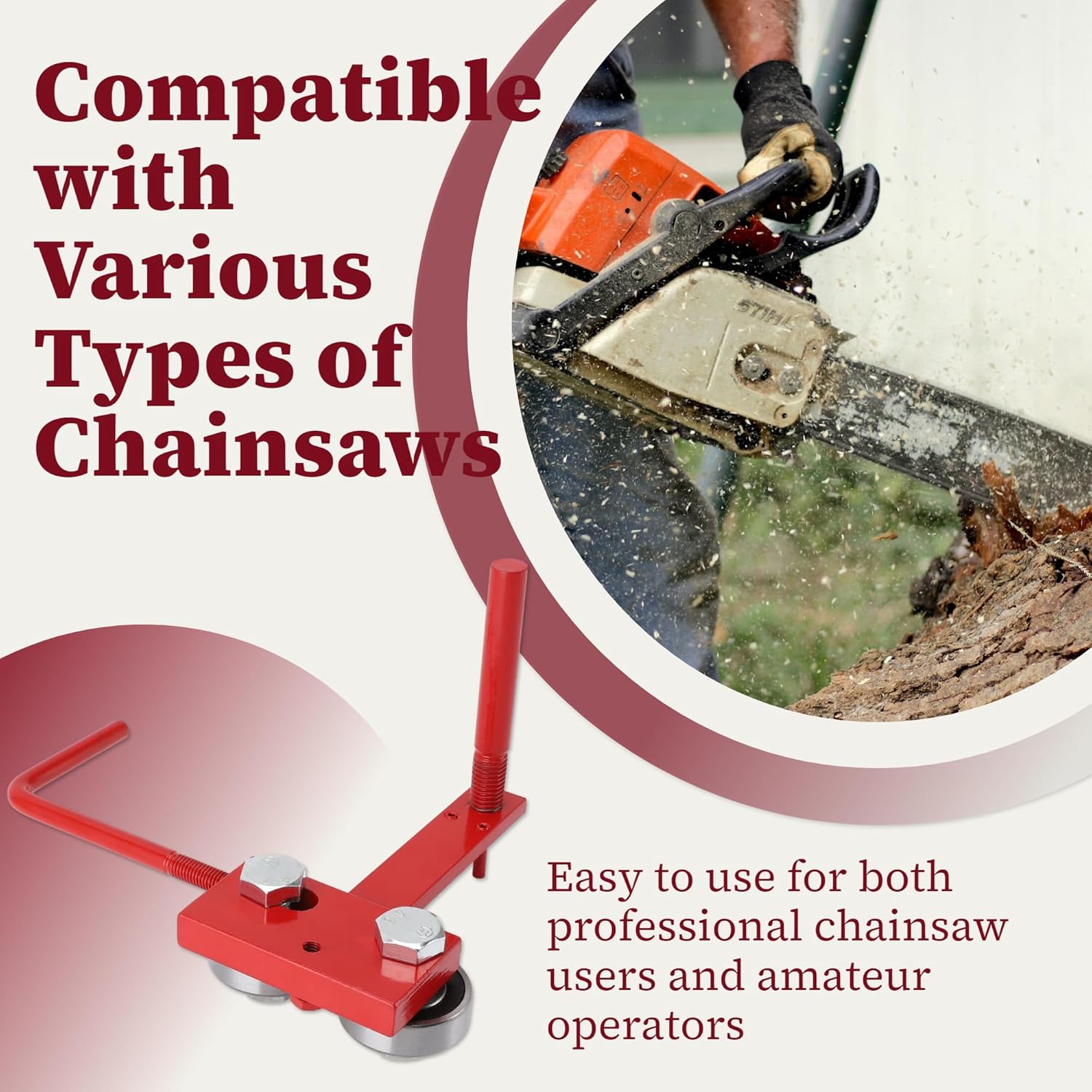 Chainsaw Bar Rail Tool, Chainsaw Bar Rail Closing Adjuster, Professional Maintenance Accessories for Chain Grinding