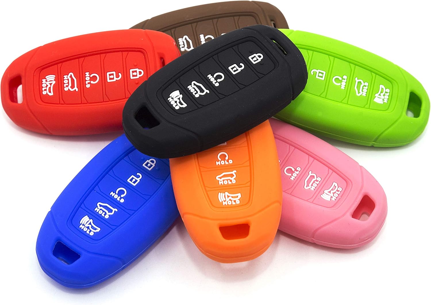 LIGHTKOREA 5 Button Silicone fob Remote Smart Key Case Protector Cover Accessories Compatible with Hyundai Palisade 2020 2021 (Black)