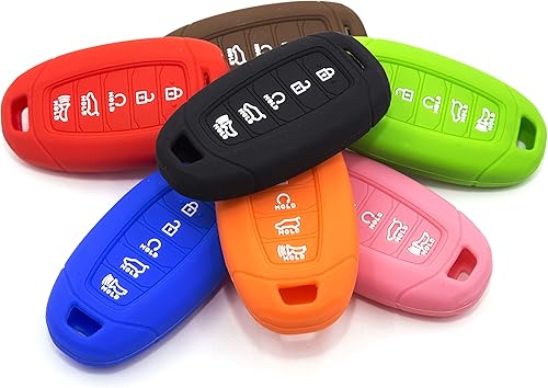 Miniatura 3 de Funda protectora de silicona de 5 botones para llave inteligente, accesorios compatibles con Hyundai Palisade 2020 2021 (verde)