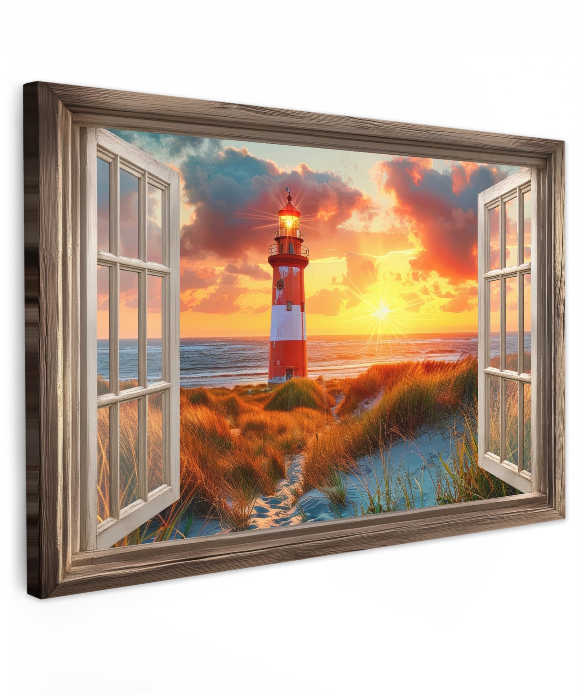 MuchoWow© Canvas Wall Art Decor Paintings Print framed on Pictures, View - Window, 30L x 20W cm