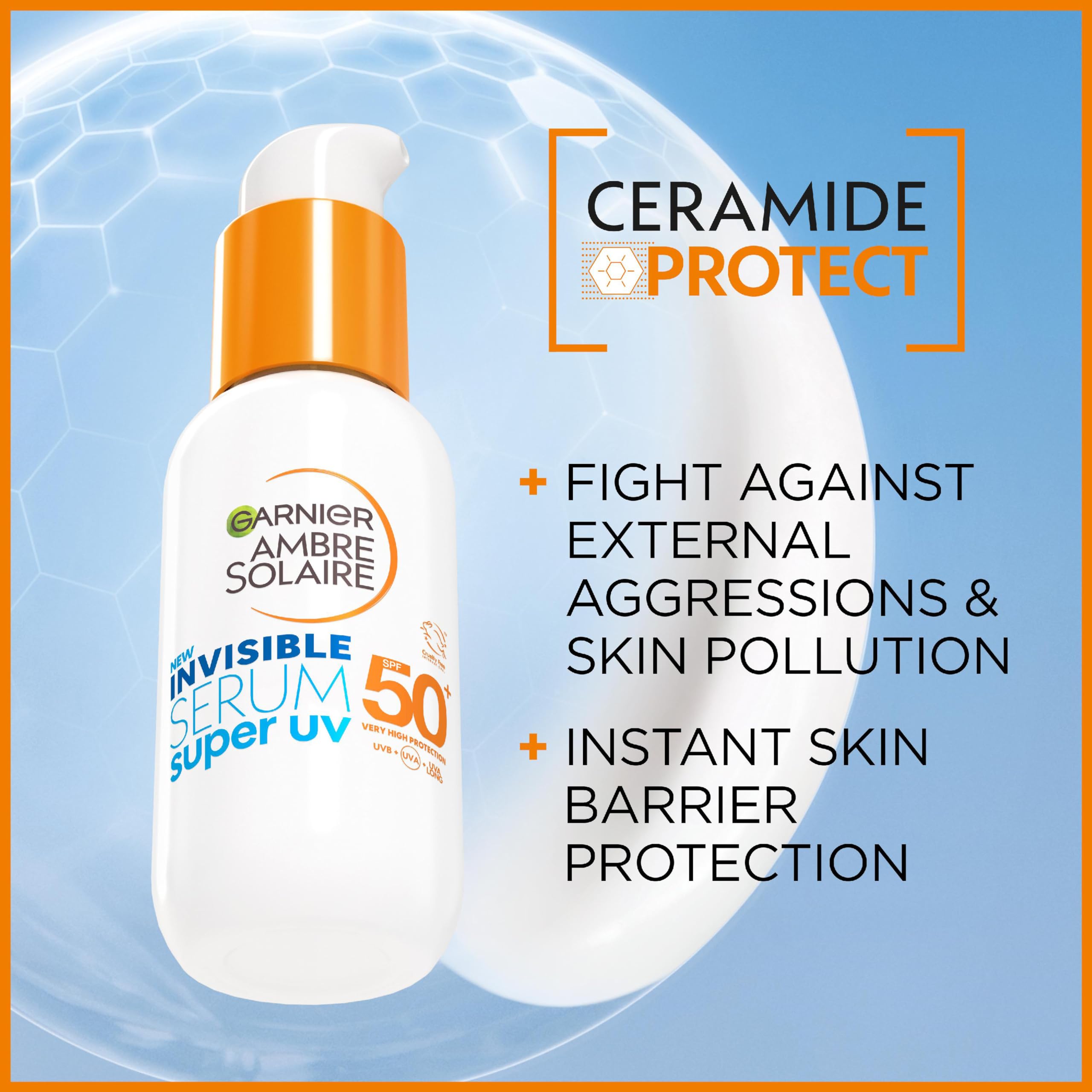 Garnier Ambre Solaire Sun Cream SPF 50+ Super UV Invisible Serum Moisturiser for Face High Protection Against UVA & UVB - Image 3