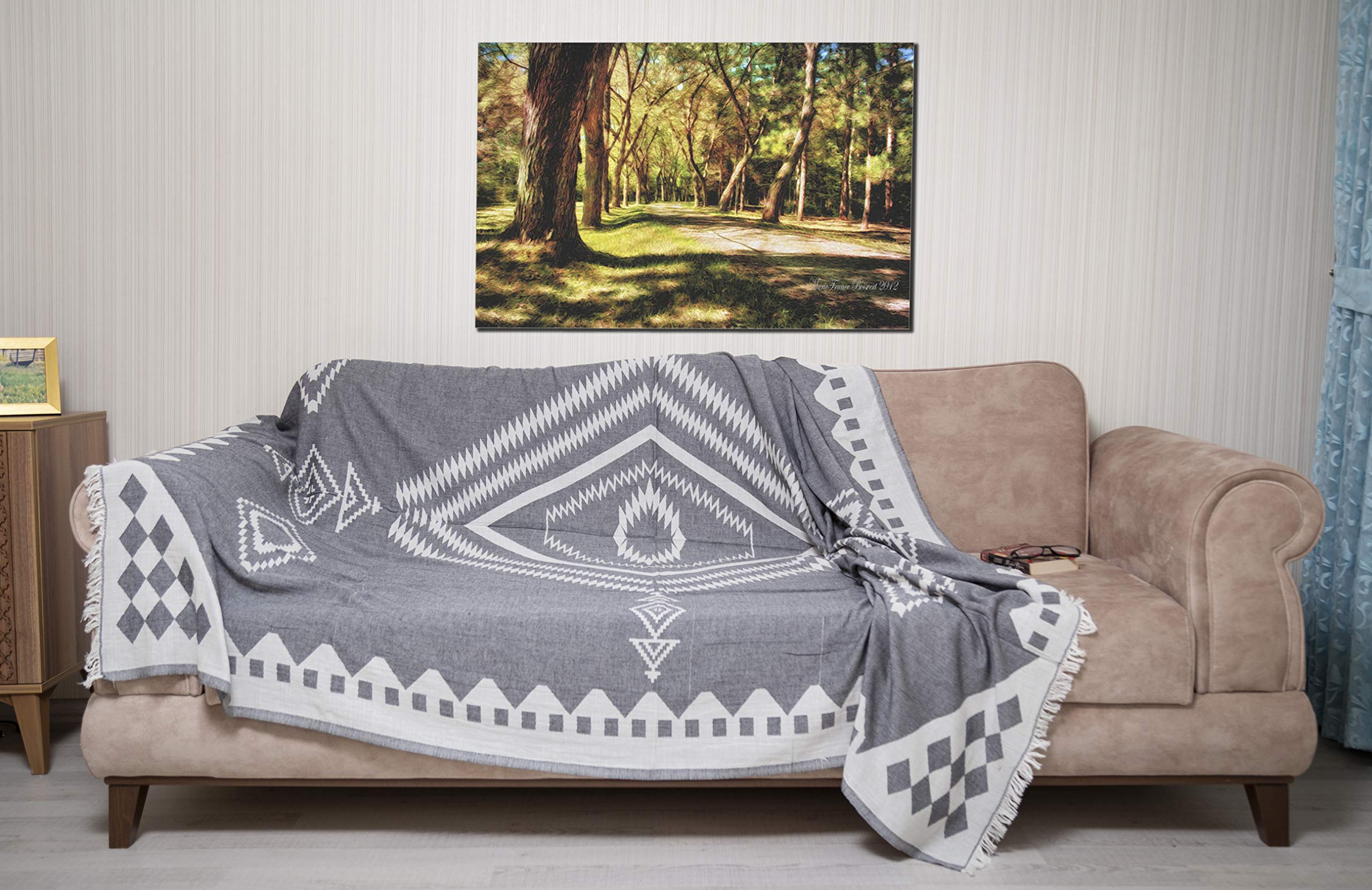 Bersuse 100% Baumwolle - Bahamas XXL Strandtuch Sofa-Überwurf - Schwarz
