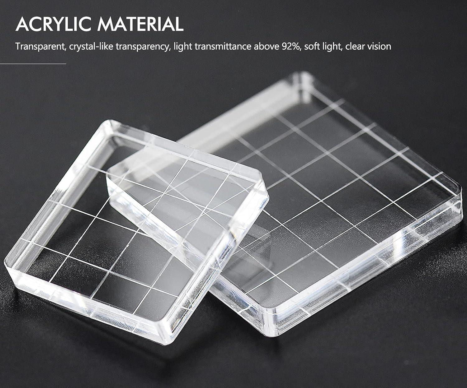7 Pieces Clear Acrylic Stamp Block Set with Grid Lines, Stamp Block