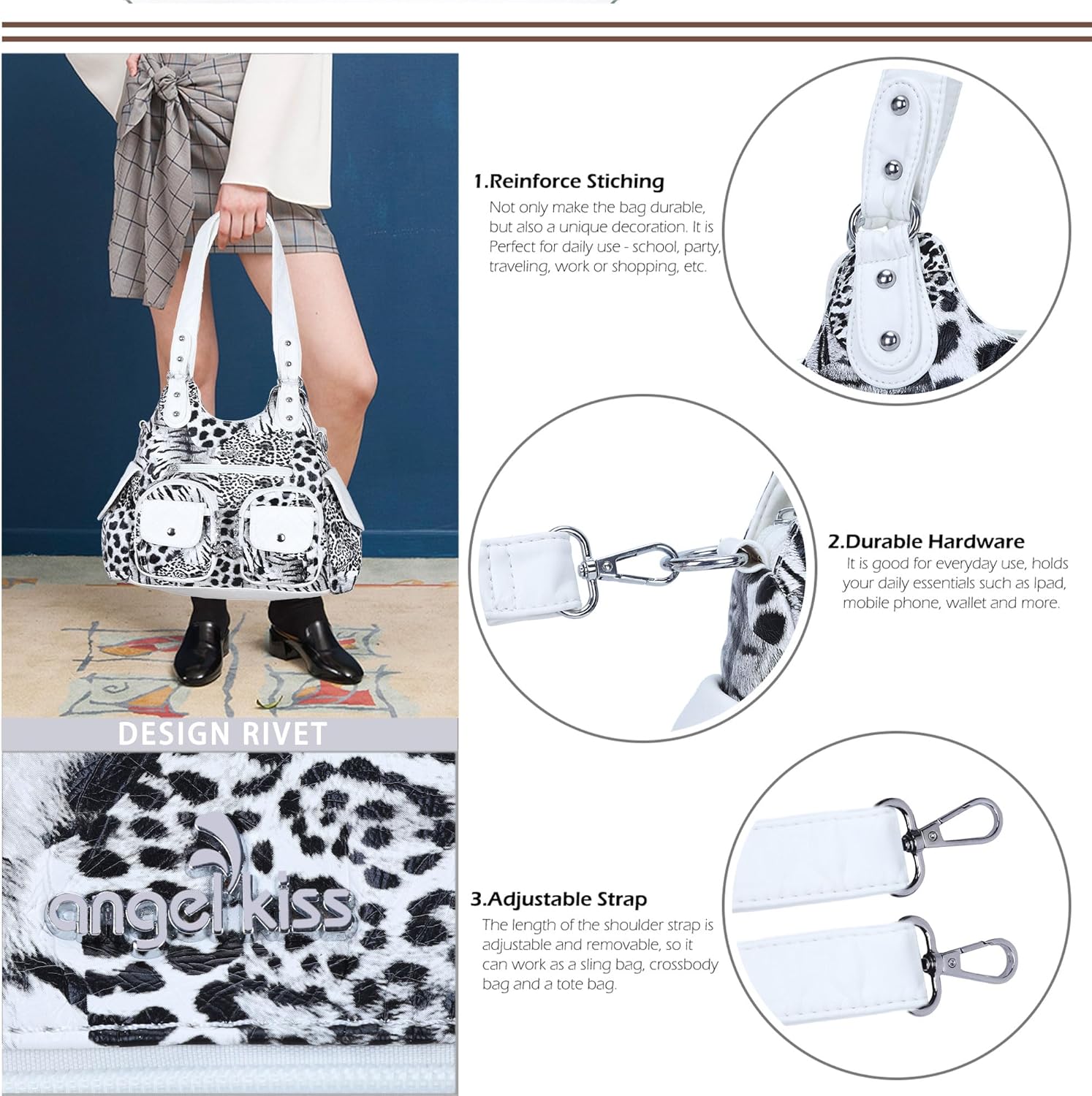 Angel Kiss Purses for Women Hobo Bag Soft PU Leather Shoulder Bag for Women - Image 5