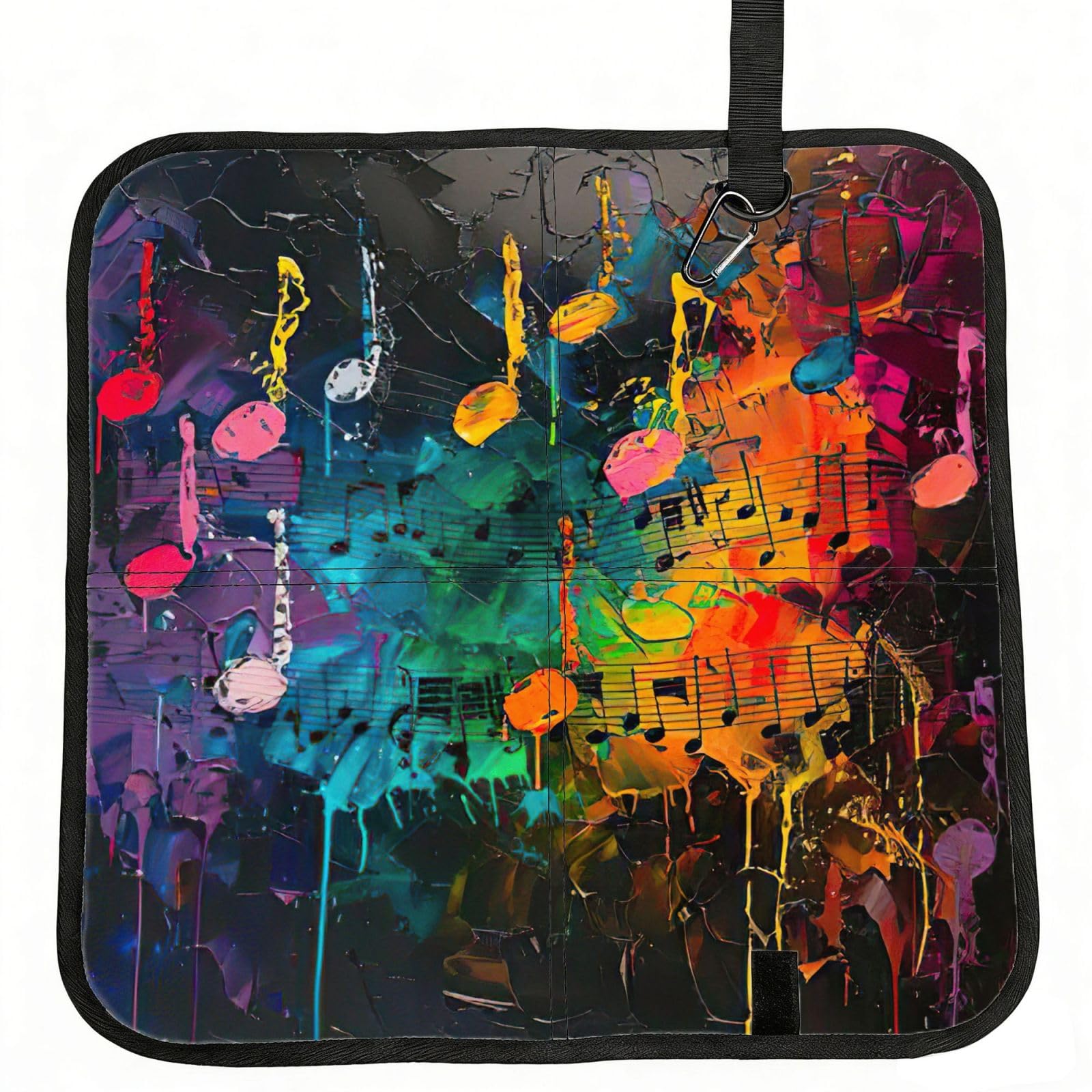 AYYQWE Colorful Music Notes Print Foldable Seat Cushion Portable Chair Pad Office Commuting Picnic Camping Outdoor