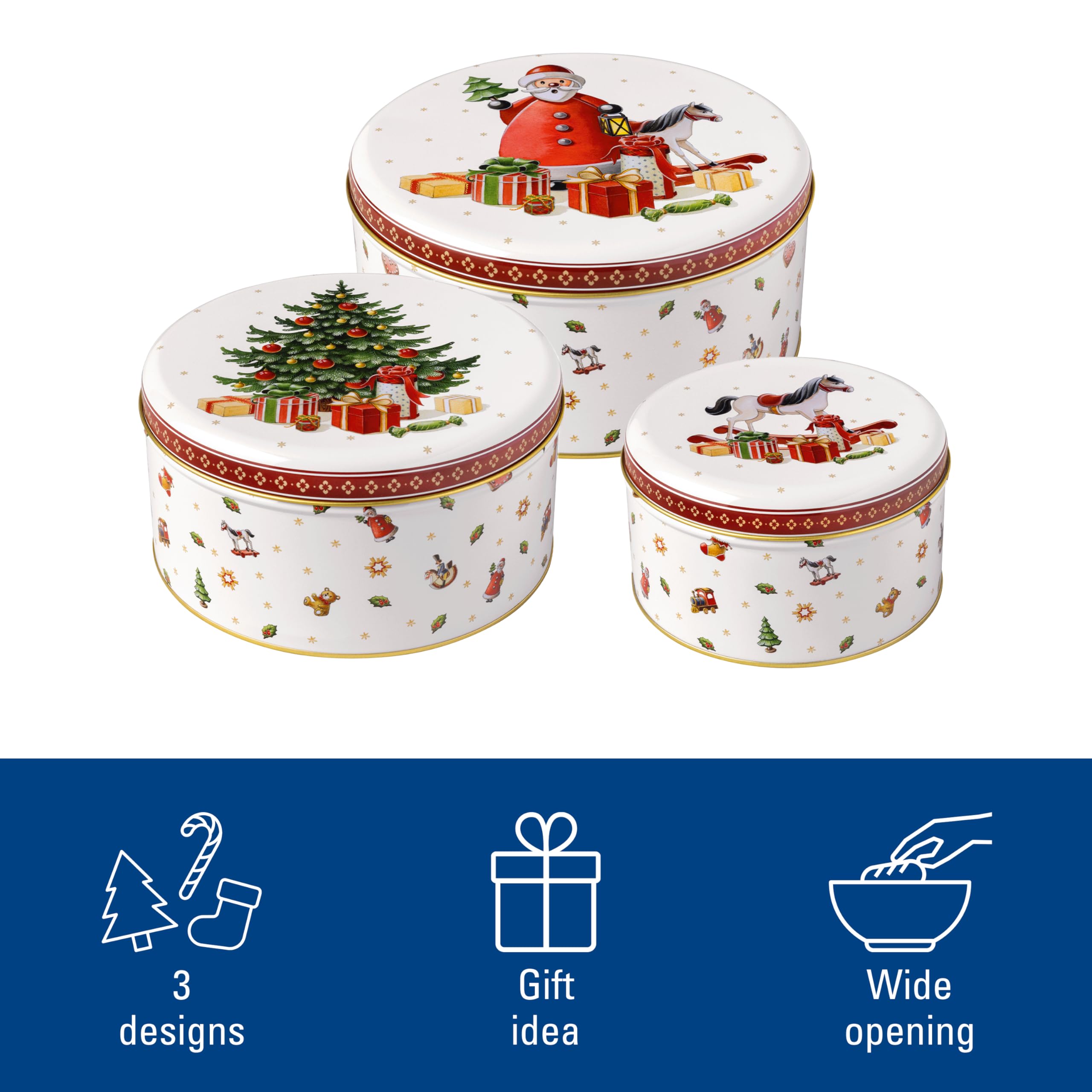 Villeroy & Boch – Winter Collage Accessoires zestaw puszek na ciastka, kolorowy, 19,7 x 9,4 cm, 3-częściowy, puszka na herbatniki, puszka na ciastka