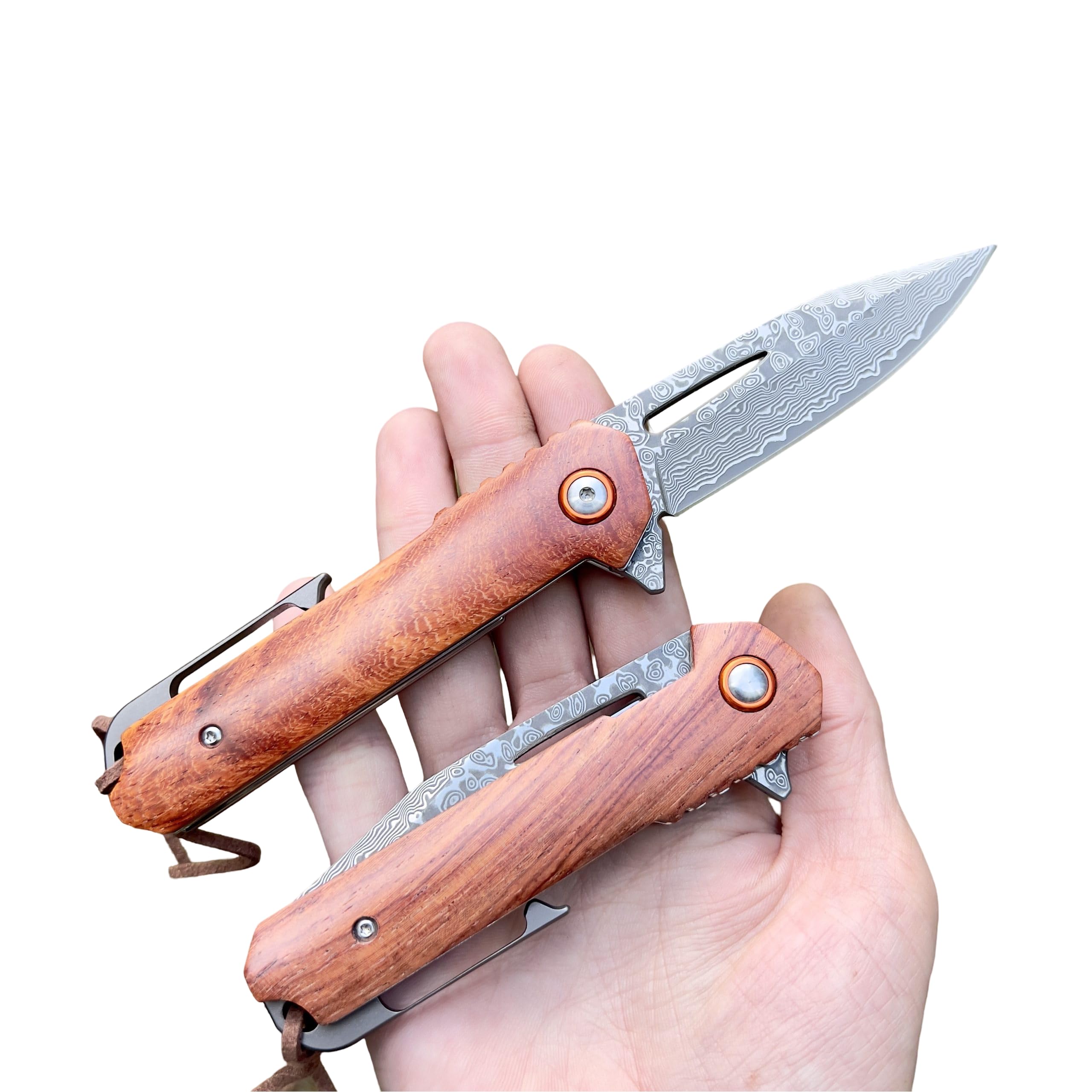 Coltello Pieghevole da Tasca Acciaio Damasco 67 Strati VG10 Lama Affilata e Manico in Legno Collezione Regalo Festa Uomo EDC Camping Tavolo Collezione Caccia Pesca Tradizione Artigianato Line