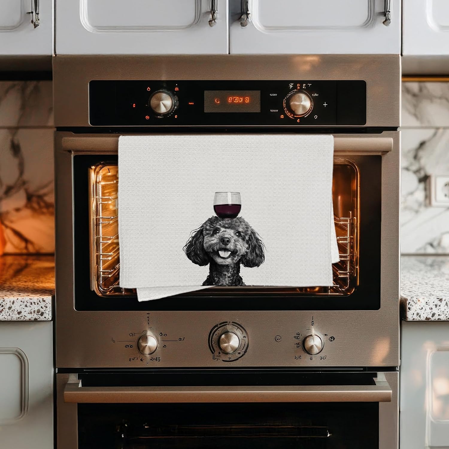 Funny Wine Poodle Kitchen Towels, Poodle Gifts, Dog Gifts Decorative Dish Hand Tea Towels for Kitchen Home Bar Decor, Wine Dog Lover Gift, 16x24 Inch image 4