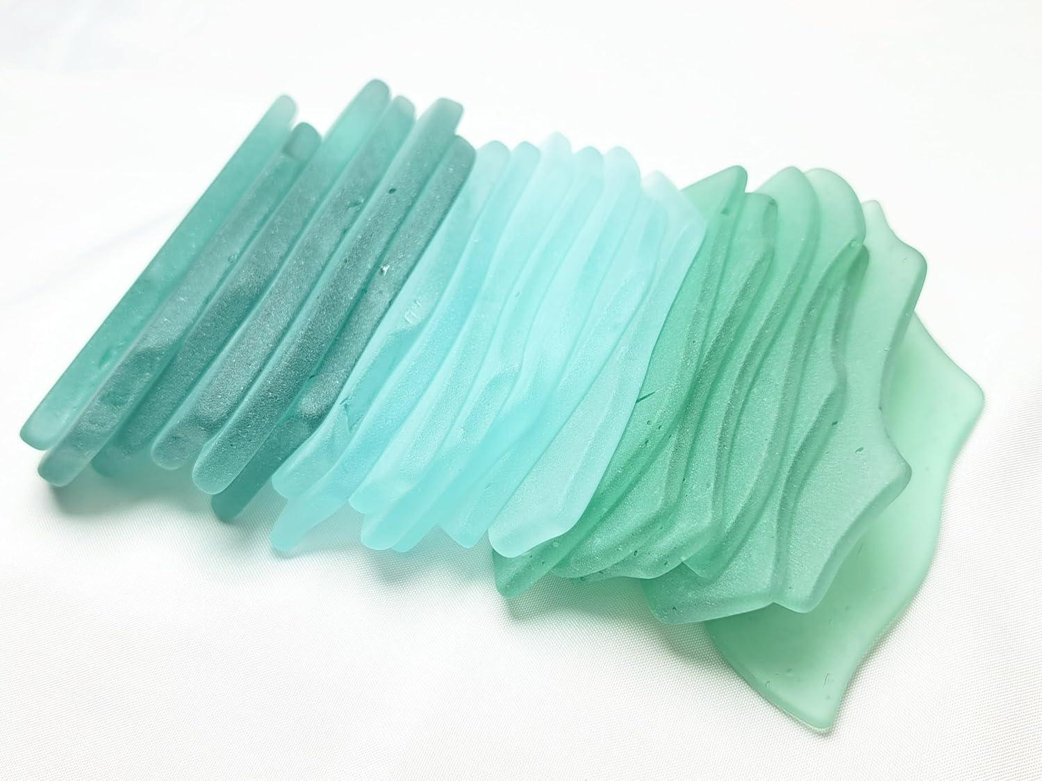 Sea Glass Place Cards - Mixed Green Shades - Irregular Shapes