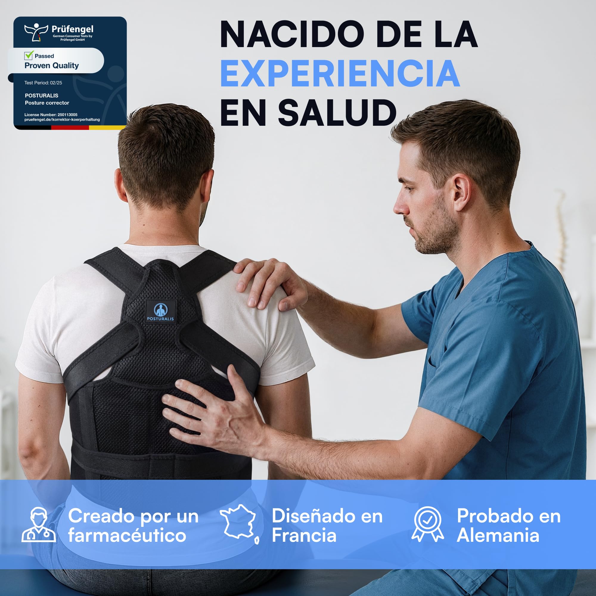 Corrector Postura Espalda Hombre Mujer - Corrector de Espalda y Corrector de Postura Ajustable para Espalda Recta, con 2 Almohadillas de Hombro