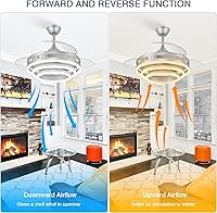 Vista 4 de Ventilador de techo retráctil de 42 pulgadas, ventiladores de techo con luces, motor de CC silencioso, 6 velocidades, 3 cambios