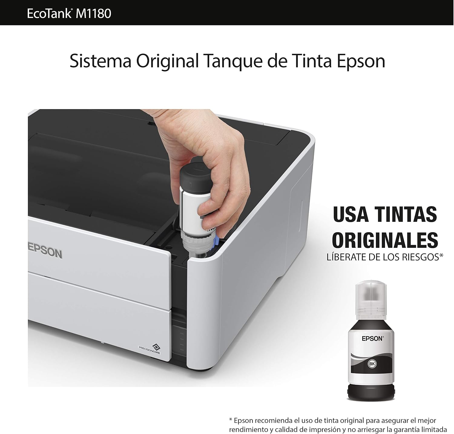 Epson Impresora Blanco y Negro Ecotank M1180 Monocromática, Tanque de Tinta  para Negocio, Wi-Fi Direct : Amazon.com.mx: Oficina y papelería