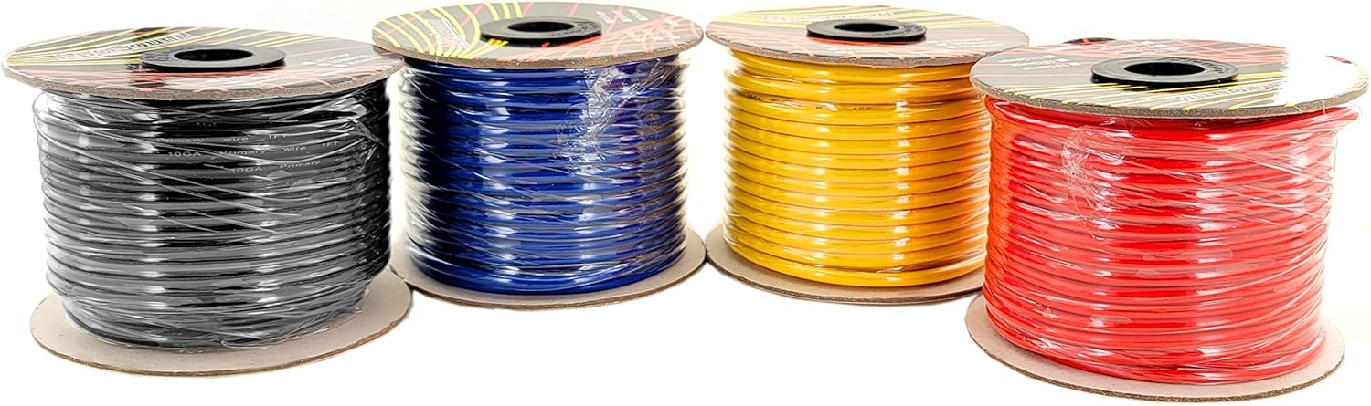 GS Power 10 Gauge Stranded Flexible Copper Clad Aluminum CCA Primary Automotive Wire for Car Audio Video Amplifier 12 Volt Trailer Harness Hookup Drone Model Train Wiring. 100ft Red & 100 ft Black: Automotive