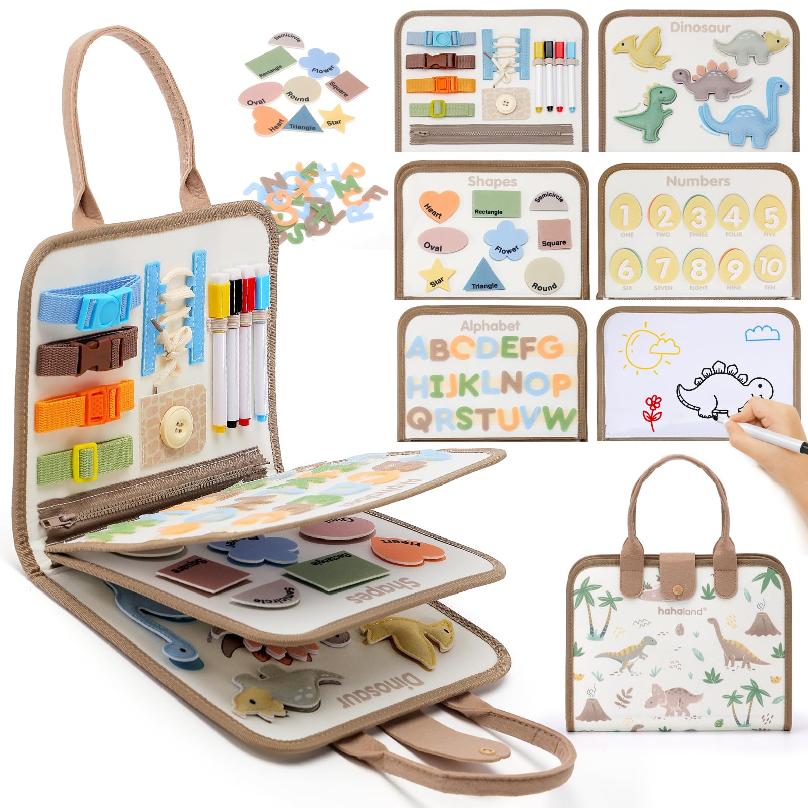 hahaland Busy Board Juguetes Montessori 2 Años, 4 Capas Tablero Montessori de Actividades, Portátil Activity Board Juegos de Viaje Regalos Niños 2 3 Años Global Recycled Standard Global Recycled Standard Global Recycled Standard