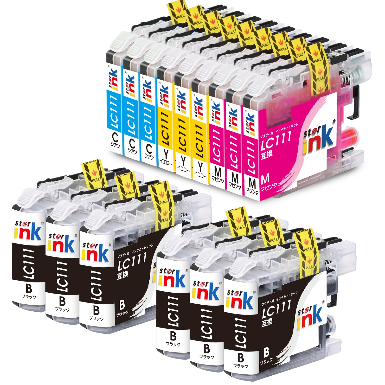 Amazon.co.jp: ブラザー 対応 LC111-4PK 互換インク （6BK/3C/3M/3Y