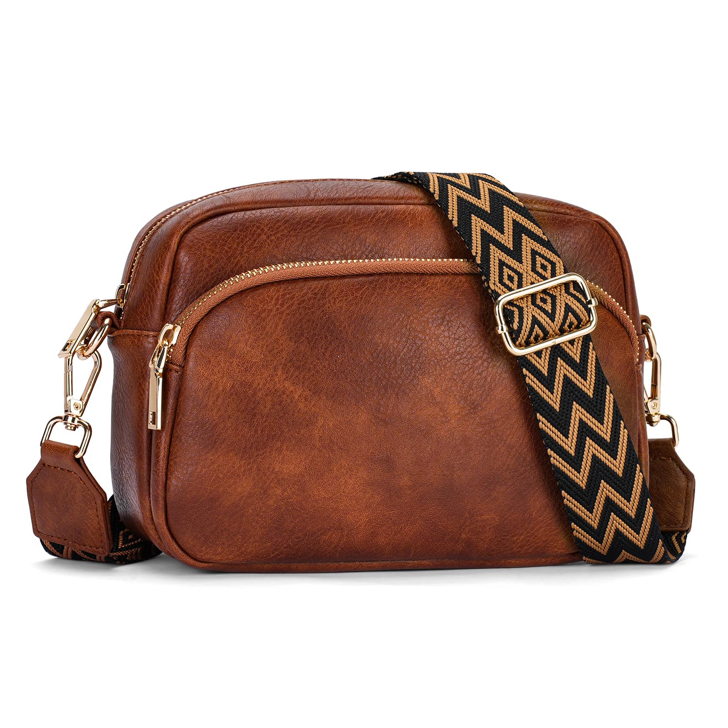 APHISONWomen's Small Crossbody Bag with Wide Strap Mobile Phone Shoulder Bag Vegan Leather Handbag Mobile Phone Bag for Hanging with Removable Shoulder Strap 3 Compartments