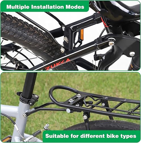 Miniatura 7 de Portabicicletas trasero para bicicleta, soporte de carga de aluminio de aleación ligera de 55 libras, soporte de carga para bicicleta de montaña,