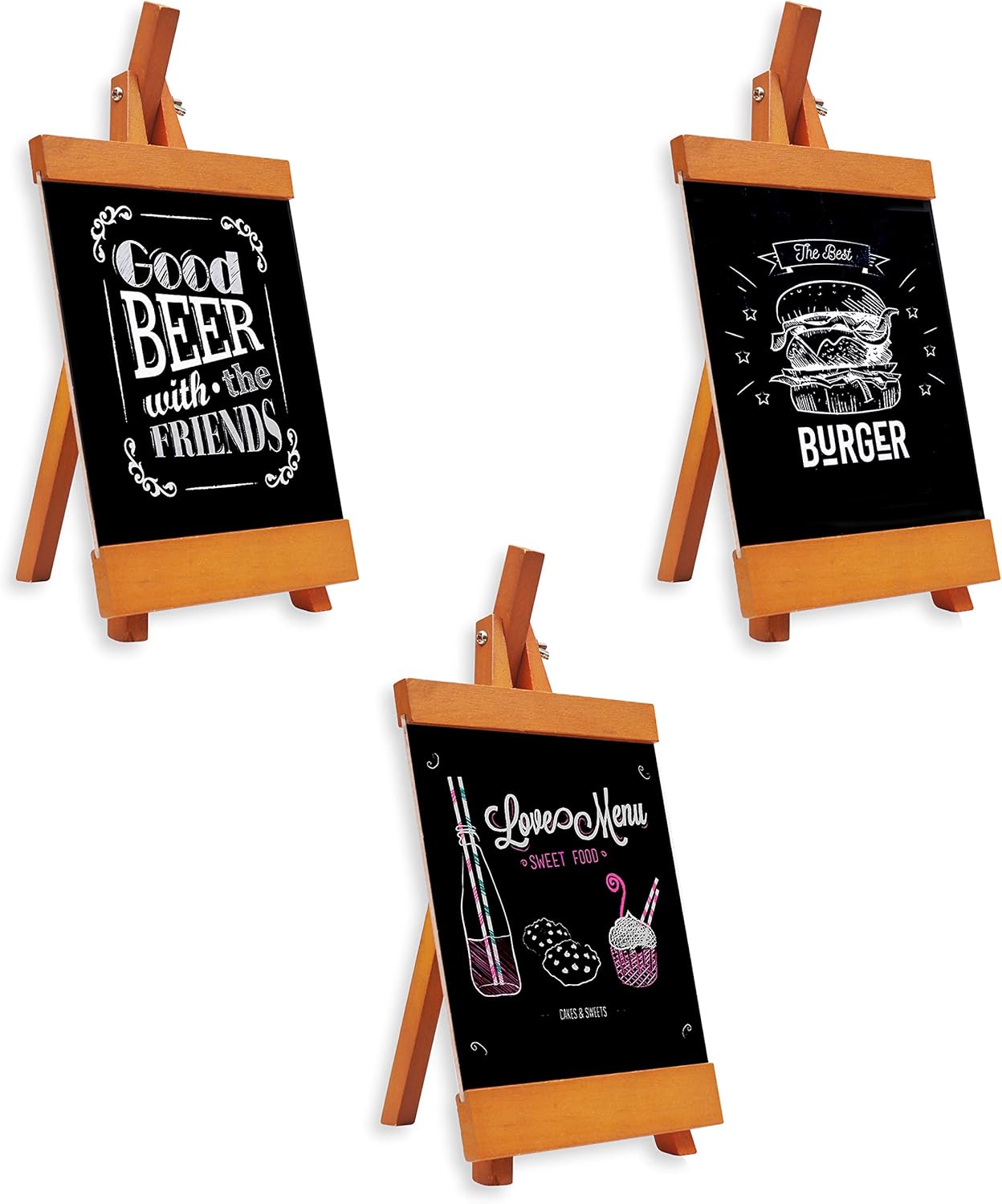 30 Mini Pizarras Negras De PVC Con Soporte En L - Incluye 7 Bolígrafos Y 2 Trapos, Ideal Para Restaurantes Y Eventos